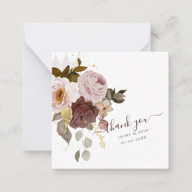 PixDezines Rustic Boho Autumn Flowers Note Card (Front)