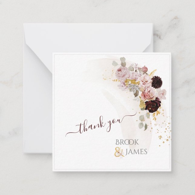 PixDezines Rustic Boho Autumn Flowers Note Card (Front)