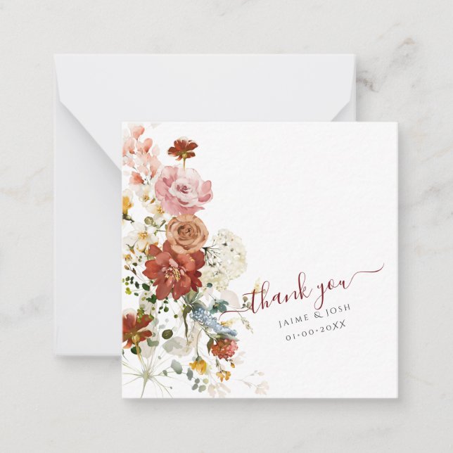 PixDezines Rustic Boho Fall Garden Flowers Note Card (Front)