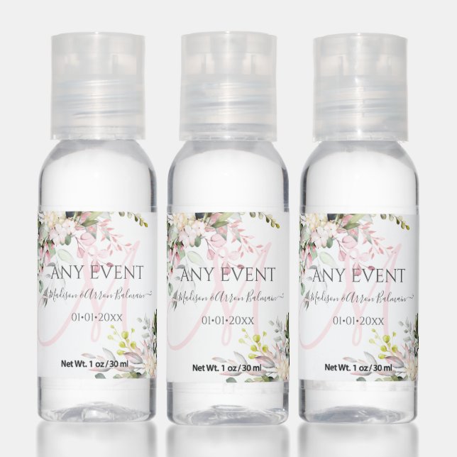 PixDezines Rustic Dusty Pink Eucalyptus Hand Sanitizer (Set)