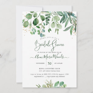 PixDezines Rustic Eucalyptus Bridal Shower  Invitation