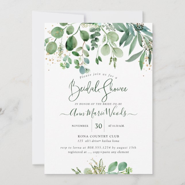 PixDezines Rustic Eucalyptus Bridal Shower  Invitation (Front)