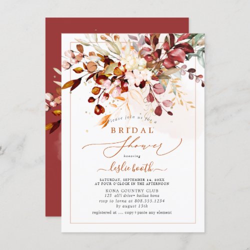 PixDezines Rustic Fall Gum Eucalyptus Bridal Shwr Invitation