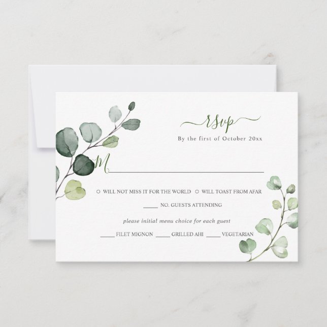PixDezines Rustic Greenery Eucalyptus RSVP w Meal (Front)