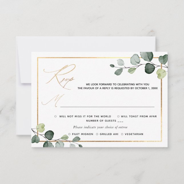 PixDezines Rustic Greenery Eucalyptus RSVP w Meal Card (Front)
