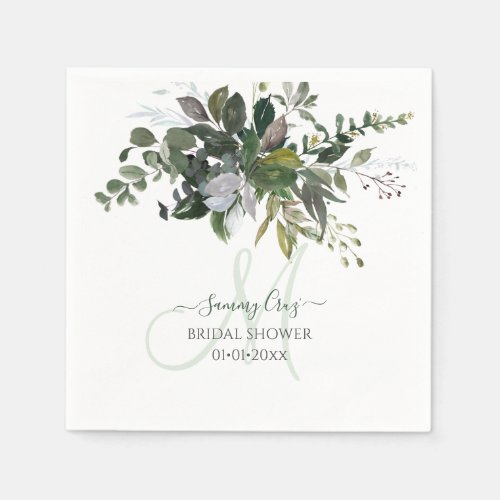 PixDezines Rustic Gum Eucalyptus Monogram Napkins