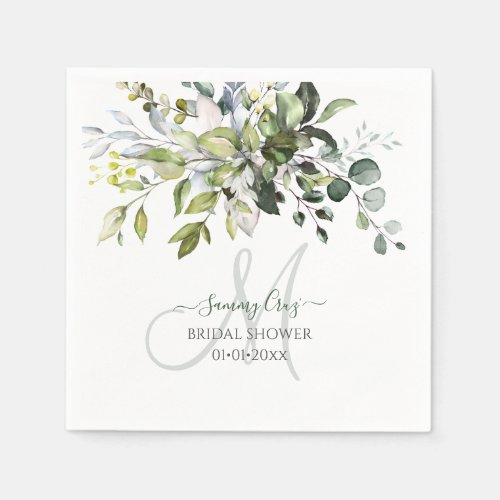 PixDezines Rustic Gum Eucalyptus Monogram Napkins