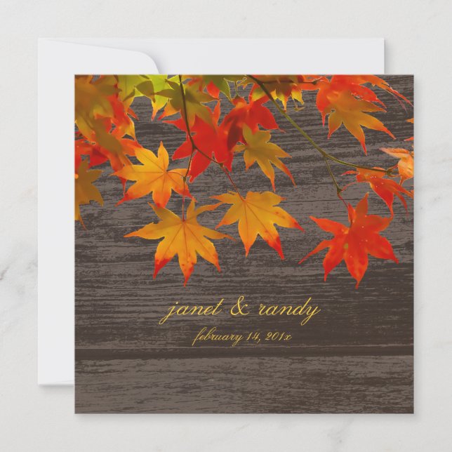 PixDezines rustic maple leaves/fall event Invitation (Front)