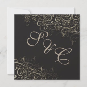 PixDezines rustic swirls/faux silver Invitation