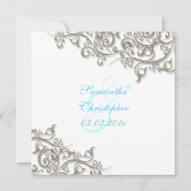 PixDezines rustic swirls/faux silver Invitation (Front)