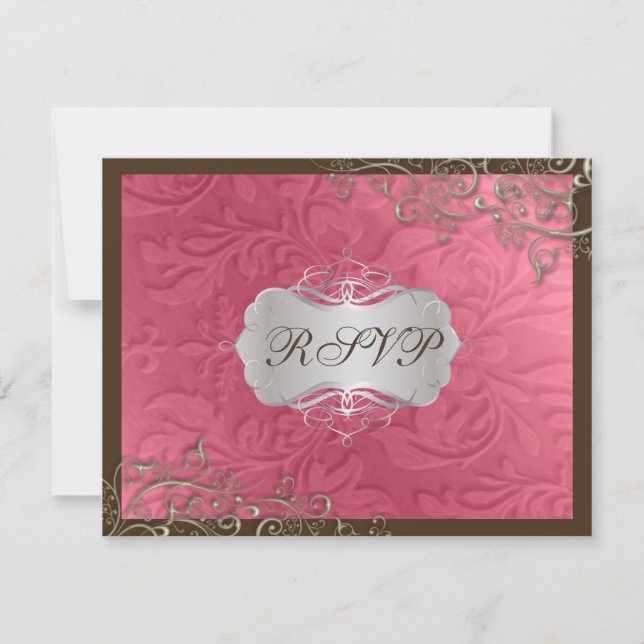 PixDezines rustic swirls/faux silver RSVP Card (Front)