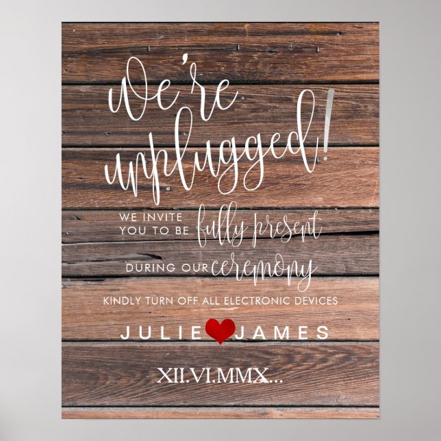 PixDezines Rustic Wood Panels #UNPLUGGED CEREMONY Poster (Front)