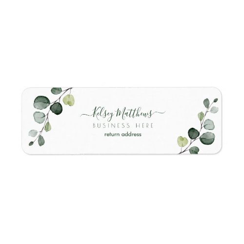 PixDezines Rusttic Watercolor Greenery Eucalyptus  Label