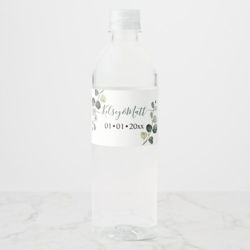 PixDezines Rusttic Watercolor Greenery Eucalyptus Water Bottle Label