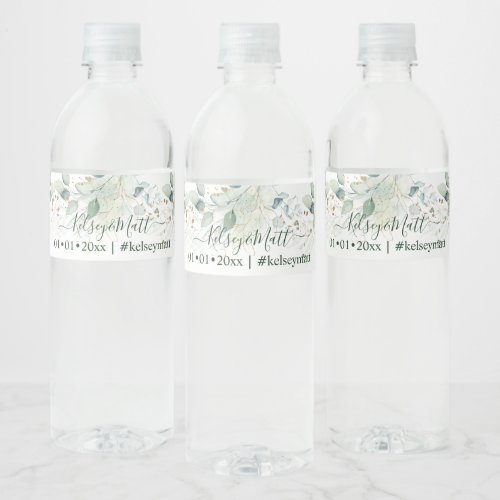 PixDezines Rusttic Watercolor Greenery Eucalyptus Water Bottle Label