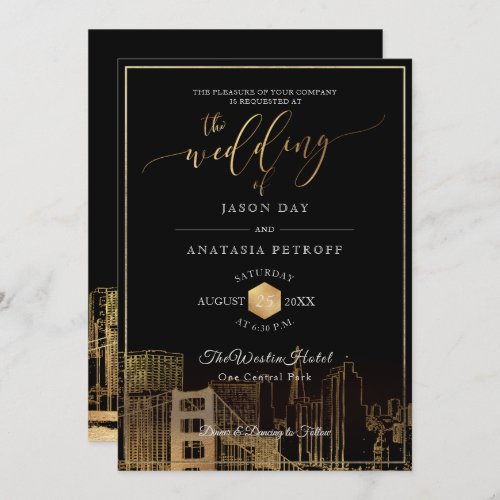 PixDezines San Fran SkylineFaux GoldDIY Invitation