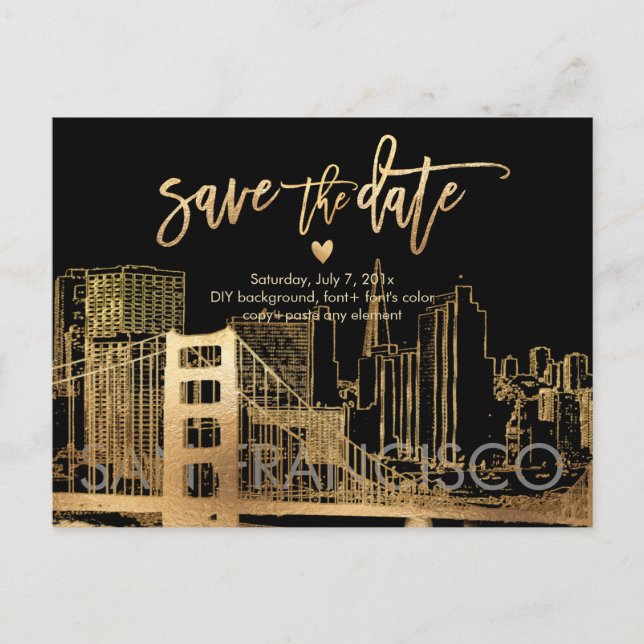 PixDezines San Francisco Save the Date Announcement Postcard (Front)