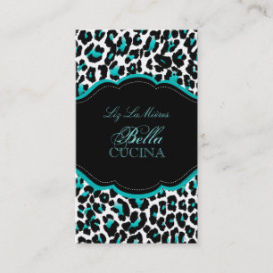 PixDezines Sassy cheetah print/teal+black Business Card