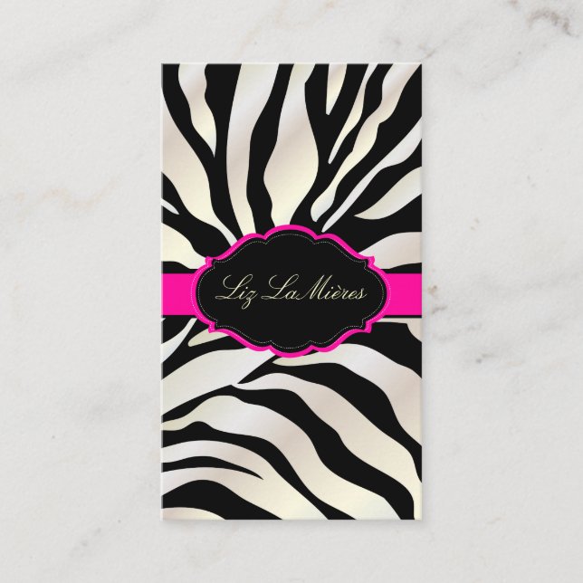 PixDezines Sassy zebra pattern/DIY color/black Business Card (Front)
