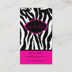 PixDezines Sassy zebra print/hot pink+black Business Card