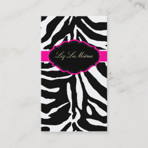 PixDezines Sassy zebra print/hot pink+black Business Card