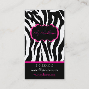 PixDezines Sassy zebra print/hot pink+black Business Card
