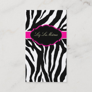 PixDezines Sassy zebra print/hot pink+black Business Card