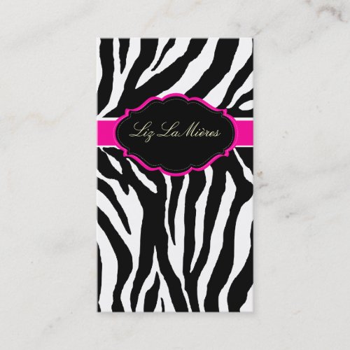 PixDezines Sassy zebra print/hot pink+black Business Cards