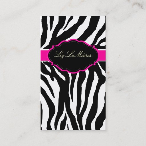 Customizable PixDezines Sassy zebra print/hot pink+black Business Cards
