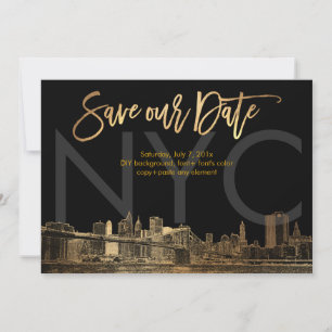 PixDezines/Save Date/Faux Gold/NYC Announcement