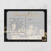 PixDezines/Save Date/Faux Gold/Pittsburgh Skyline Announcement Postcard (Back)