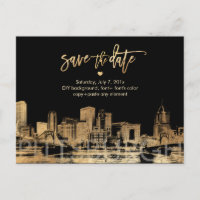 PixDezines/Save Date/Faux Gold/Pittsburgh Skyline