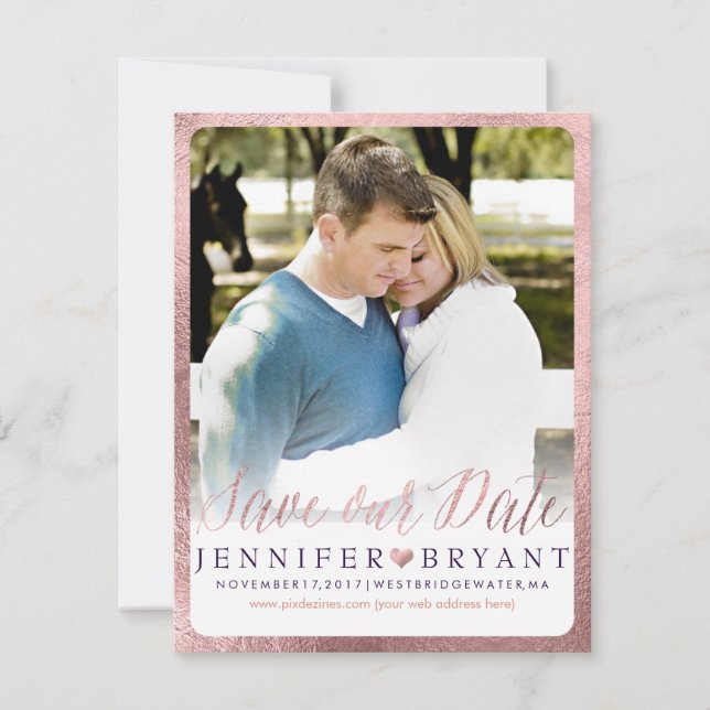 PixDezines Save Date/Faux Rose Gold Heart The Date (Front)