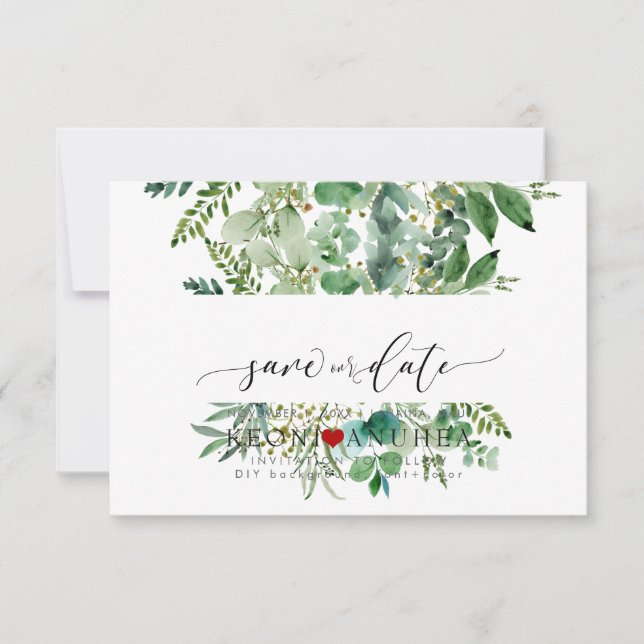 PixDezines Save Date/Greenery,  Elder+Fern Save Th Save The Date (Front)