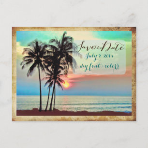 PixDezines/save date/hawaii sunset/vintage Announcement Postcard