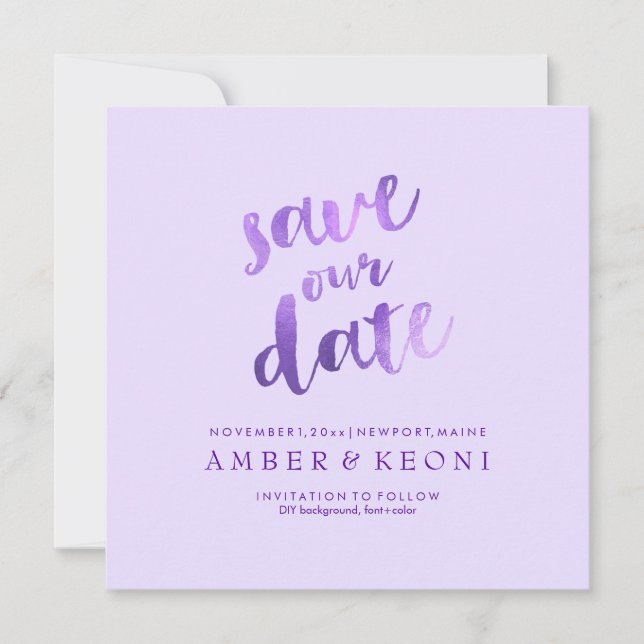 PixDezines Save Date/Lilac/Lavender/DIY Background Invitation (Front)