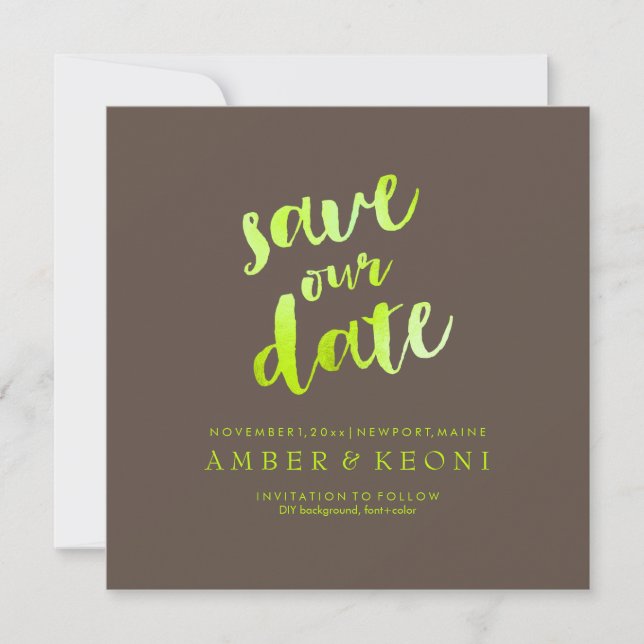 PixDezines Save Date/Lime Green/DIY Background The Date (Front)