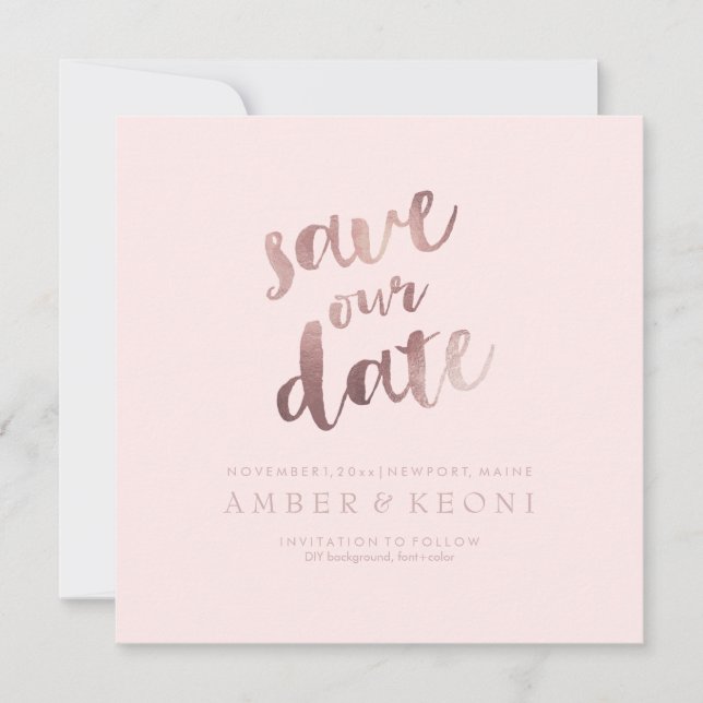 PixDezines Save Date/Rose Gold/DIY Background Save The Date (Front)