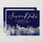 PixDezines/Save Date/Silver/Chicago Lakeshore Announcement Postcard (Front/Back)