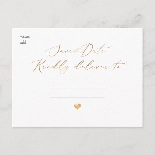 PixDezines Save our Date Faux Gold Calligraphy Postcard