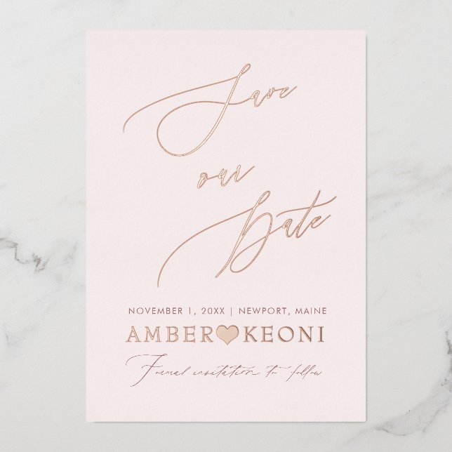 PixDezines Save our Date Luxe Calligraphy Foil Invitation (Front)