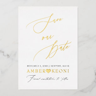 PixDezines Save our Date Luxe Calligraphy Foil Invitation
