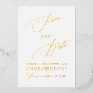 PixDezines Save our Date Luxe Calligraphy Foil Invitation