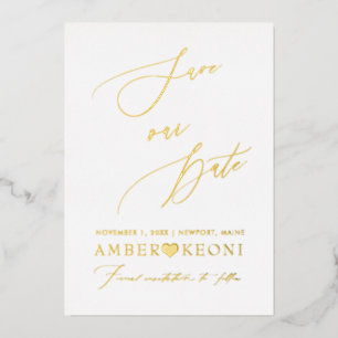PixDezines Save our Date Luxe Calligraphy Foil Invitation