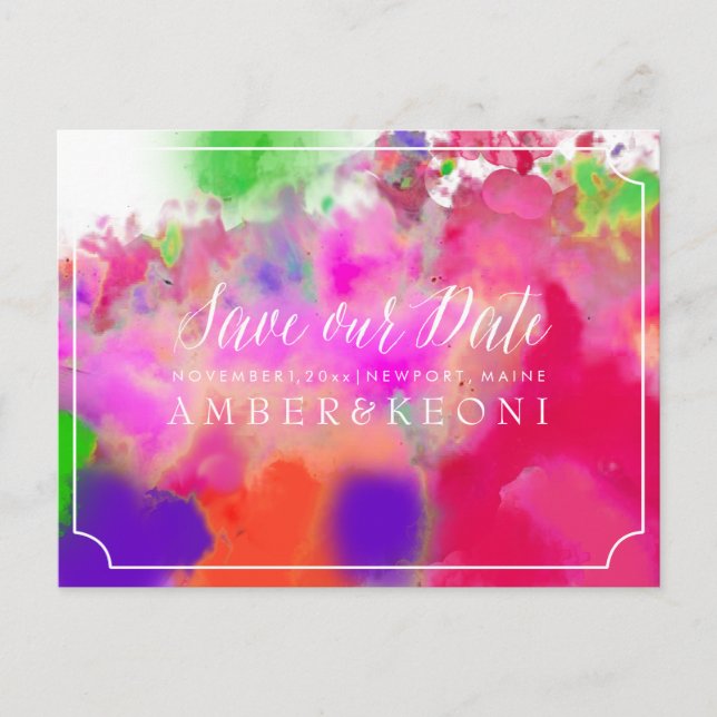 PixDezines SAVE THE DATE/COLOR RUN/RAINBOW Announcement Postcard (Front)