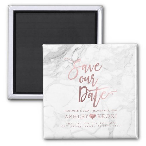 PixDezines Save the DateFaux Rose GoldMarble Magnet