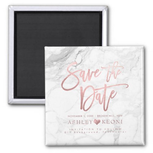 PixDezines Save the DateFaux Rose GoldMarble Magnet