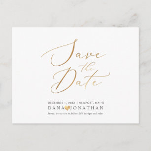 PixDezines Save the Date/Iridescent Gold Script Postcard