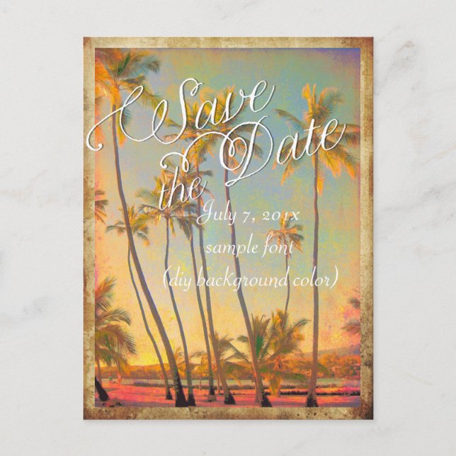 PixDezines/save the date/vintage hawaii Announcement Postcard (Front)