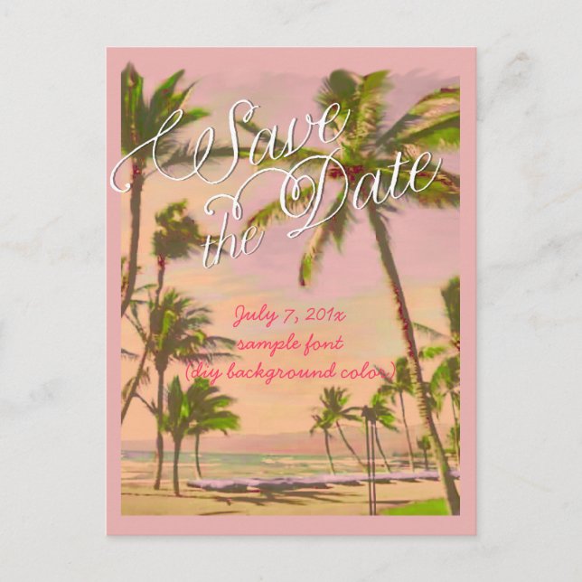 PixDezines/save the date/vintage hawaii Announcement Postcard (Front)